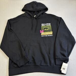 ME87 Hoodie Mens XL Optimism Self Care Balance Trust Journey Black Sweatshirt